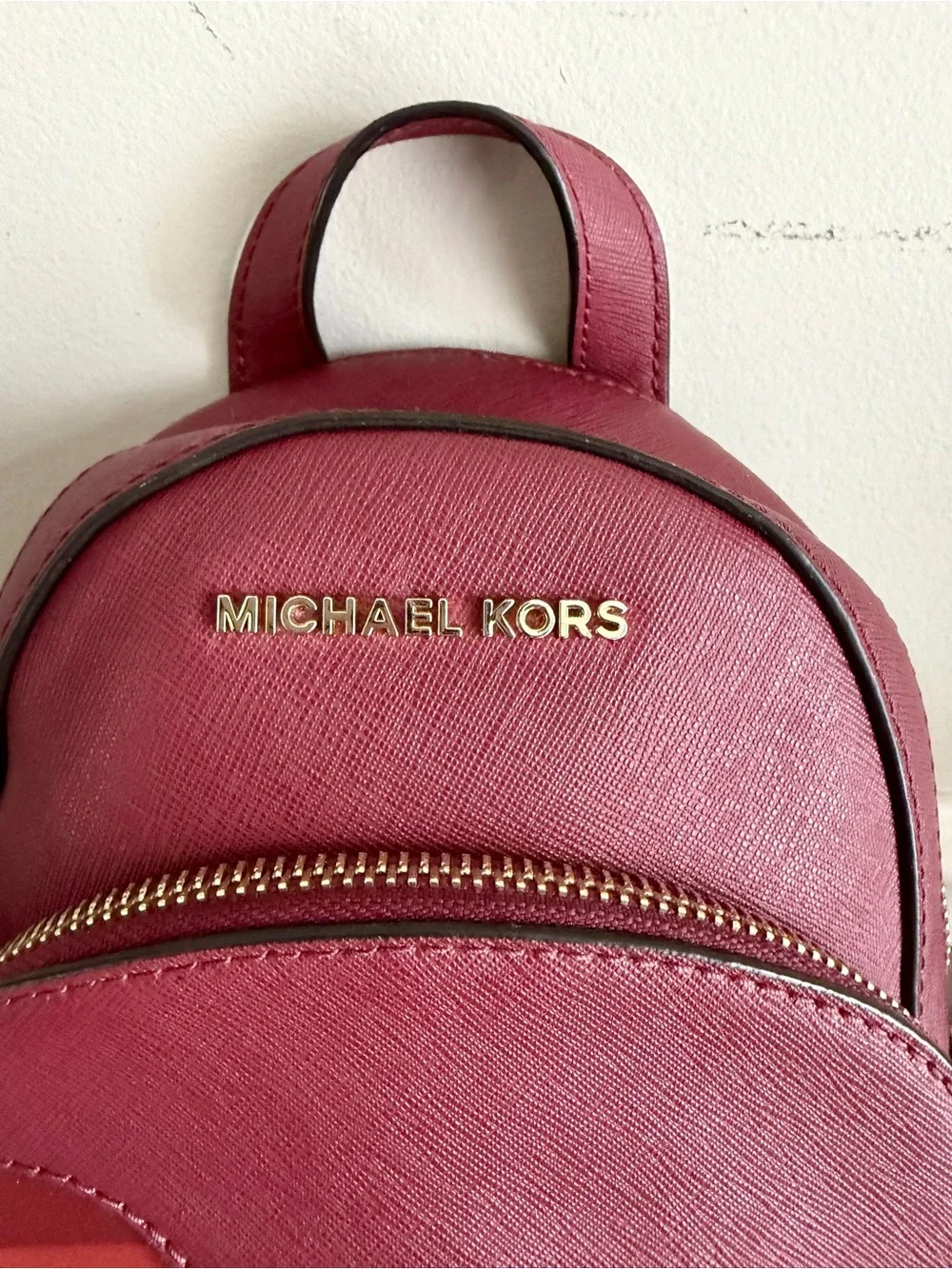 Michael Kors RARE Abbey Red leather Mini Backpack with Heart Patch convertible